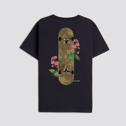 T-Shirt Black Floral Skateboard