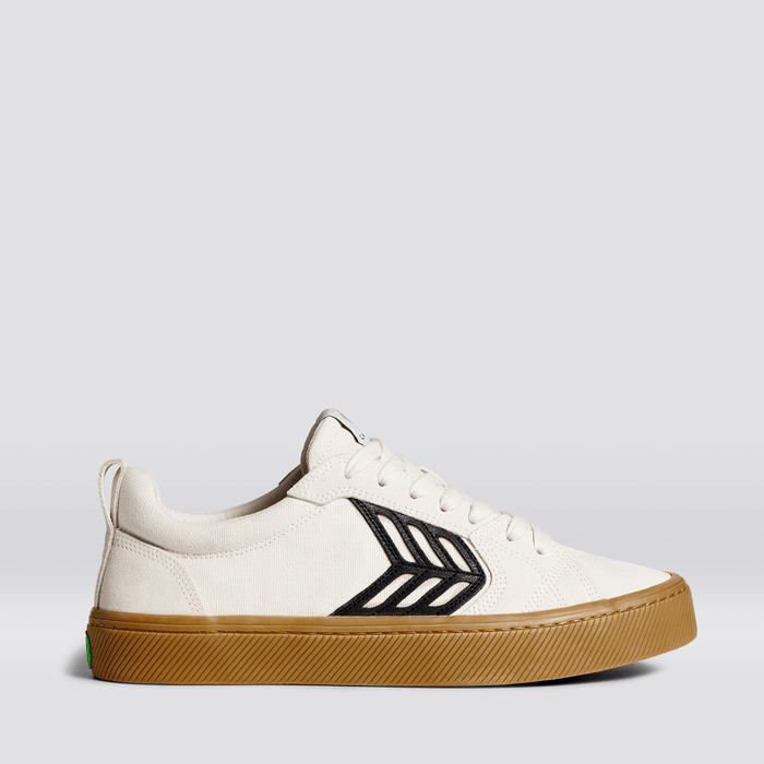 CATIBA PRO Low Gum Vintage White Suede and Canvas Black Logo Sneaker