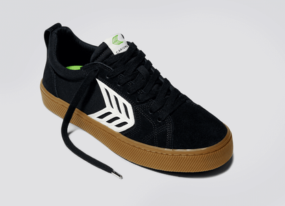 CATIBA PRO Low Gum Black Suede and Canvas Ivory Logo Sneaker