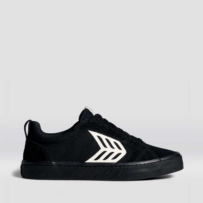 CATIBA PRO Low All Black Suede and Canvas Ivory Logo Sneaker