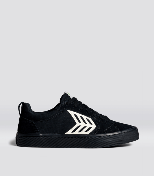 CATIBA PRO Low All Black Suede and Canvas Ivory Logo Sneaker