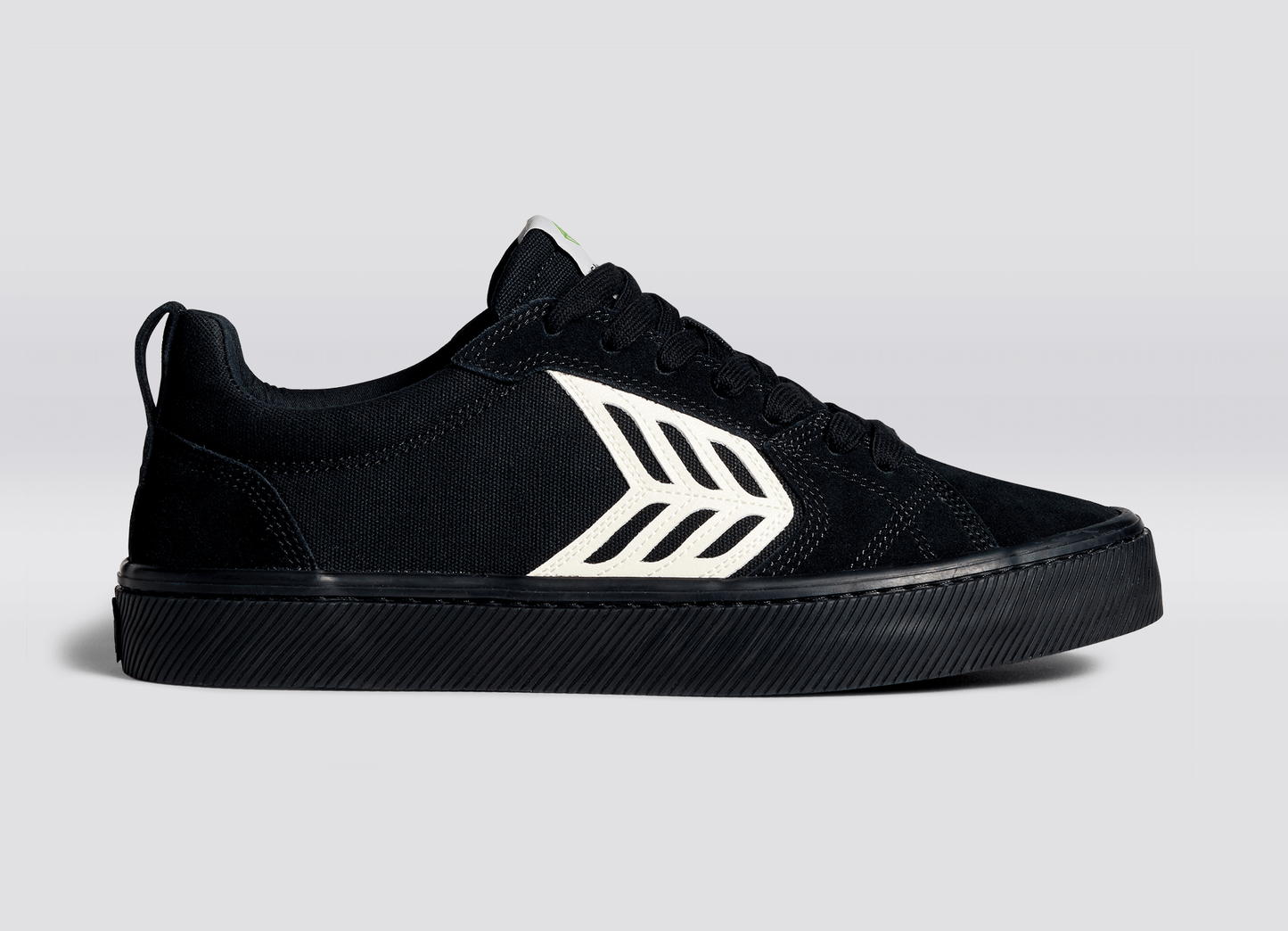 CATIBA PRO Low All Black Suede and Canvas Ivory Logo Sneaker