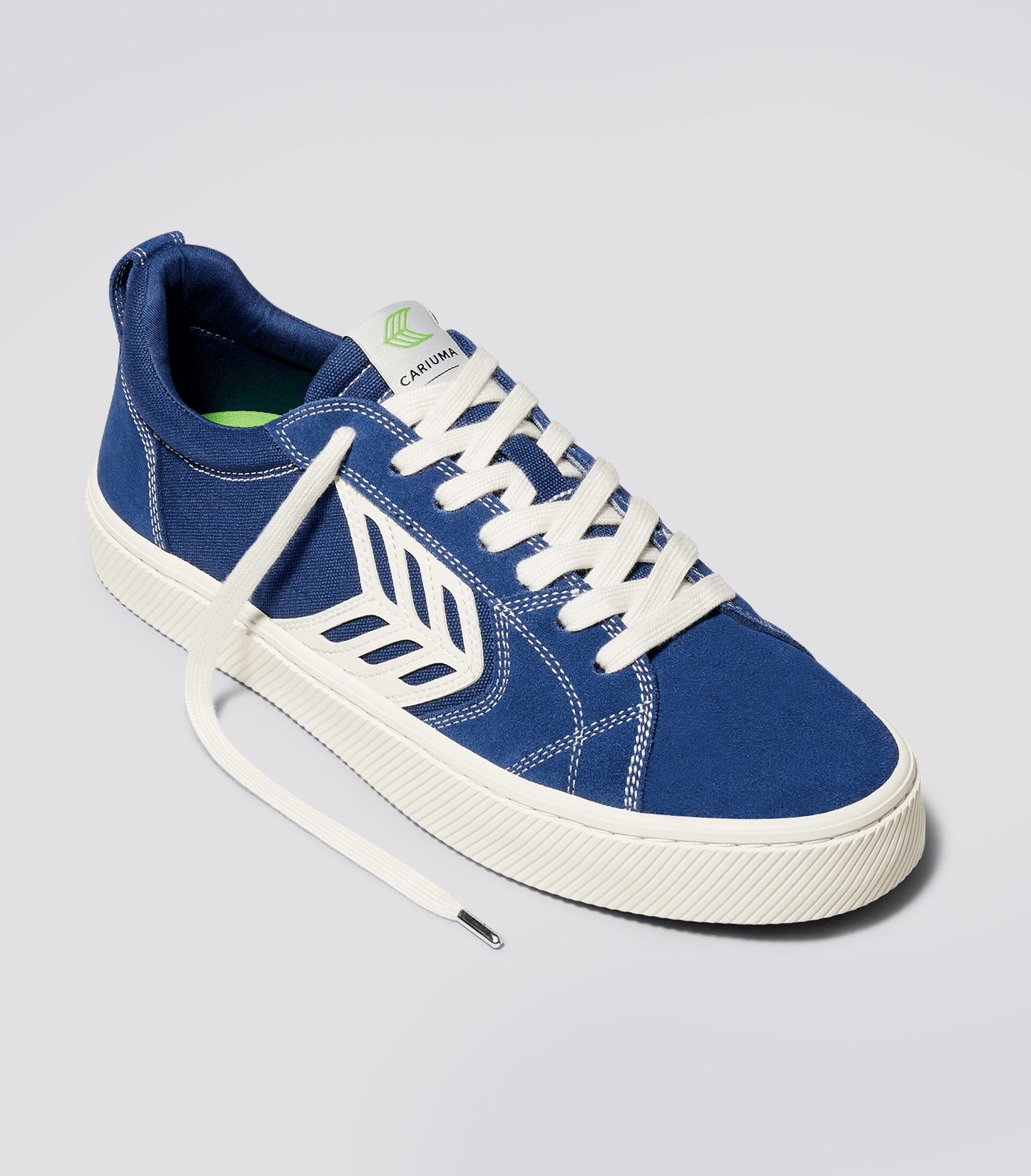 CATIBA PRO Low Mystery Blue Suede and Canvas Contrast Thread Ivory Logo Sneaker