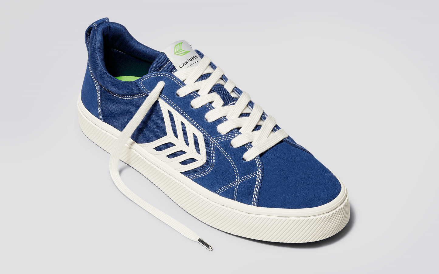 CATIBA PRO Low Mystery Blue Suede and Canvas Contrast Thread Ivory Logo Sneaker