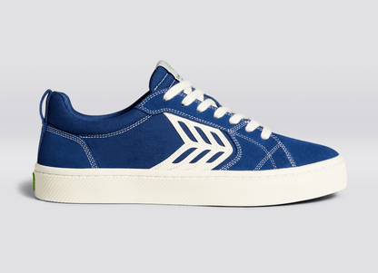 CATIBA PRO Low Mystery Blue Suede and Canvas Contrast Thread Ivory Logo Sneaker