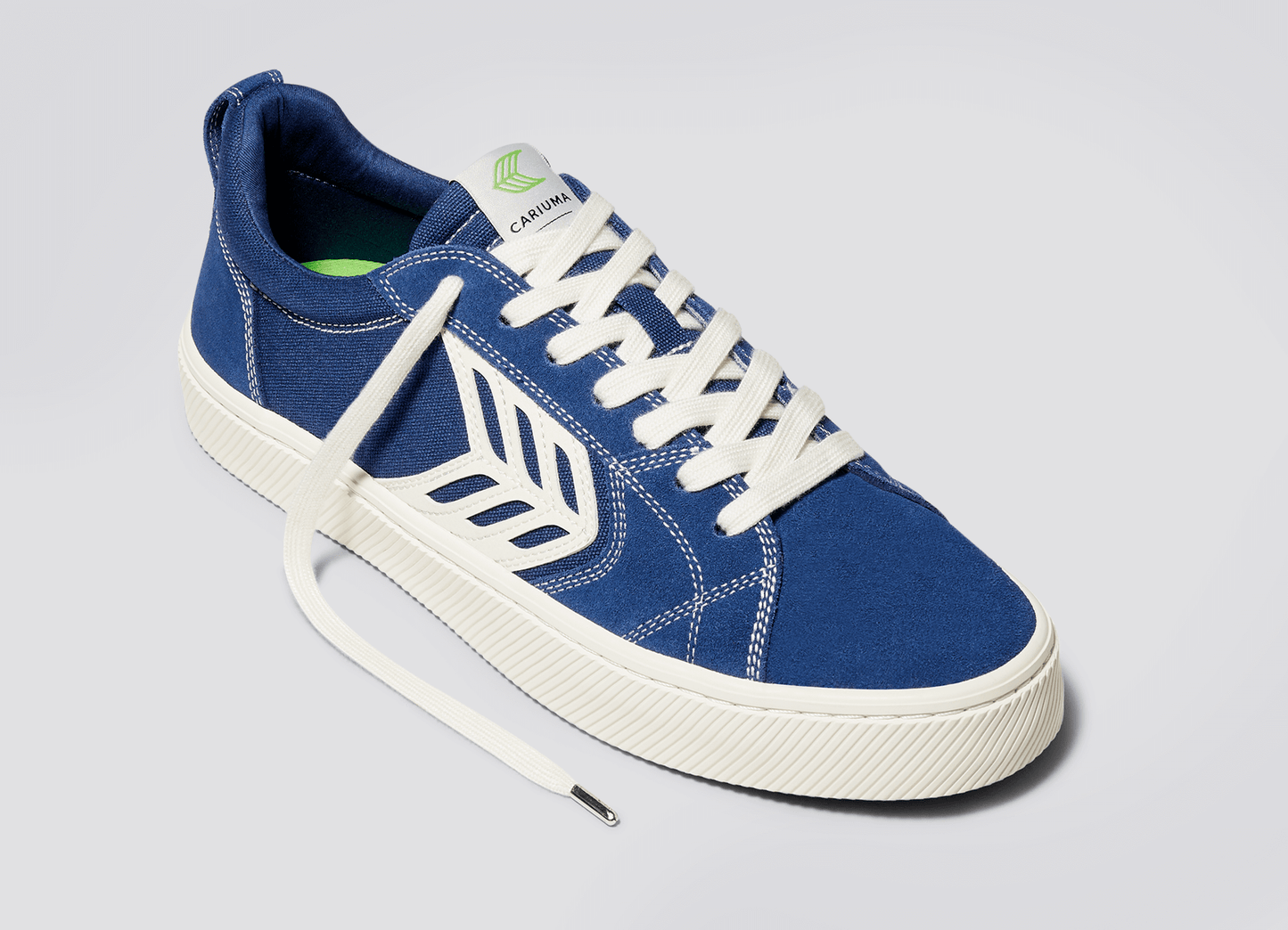 CATIBA PRO Low Mystery Blue Suede and Canvas Contrast Thread Ivory Logo Sneaker