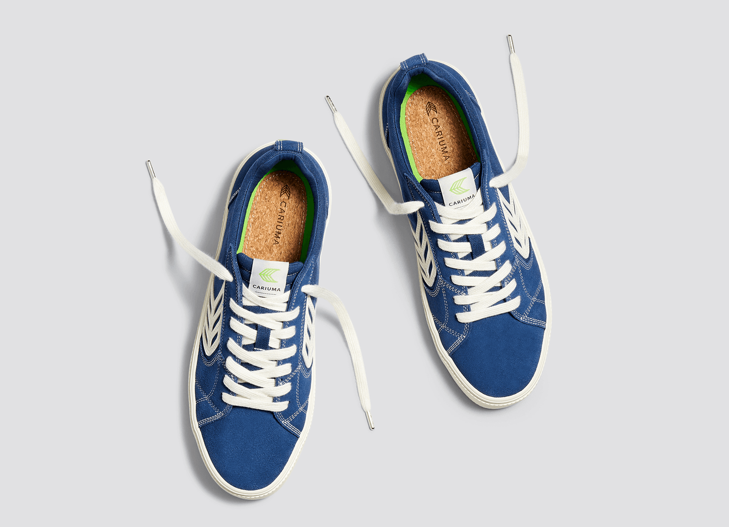 CATIBA PRO Low Mystery Blue Suede and Canvas Contrast Thread Ivory Logo Sneaker