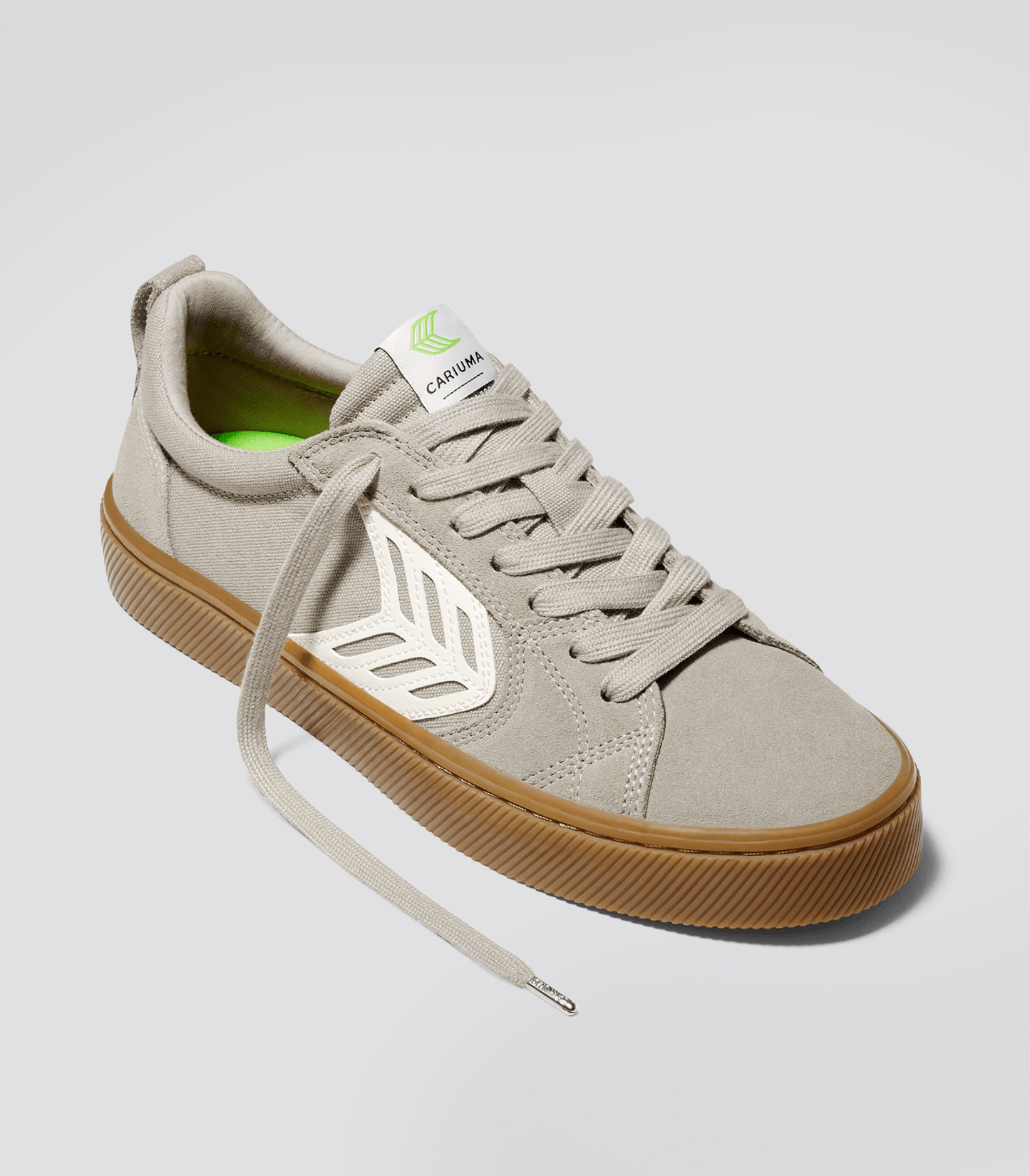 CATIBA PRO Gum Cloud Grey Suede and Canvas Ivory Logo Sneaker