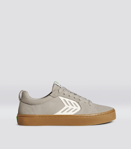 CATIBA PRO Gum Cloud Grey Suede and Canvas Ivory Logo Sneaker