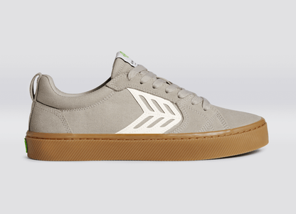 CATIBA PRO Gum Cloud Grey Suede and Canvas Ivory Logo Sneaker