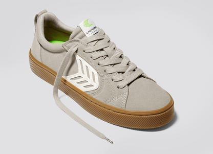 CATIBA PRO Gum Cloud Grey Suede and Canvas Ivory Logo Sneaker