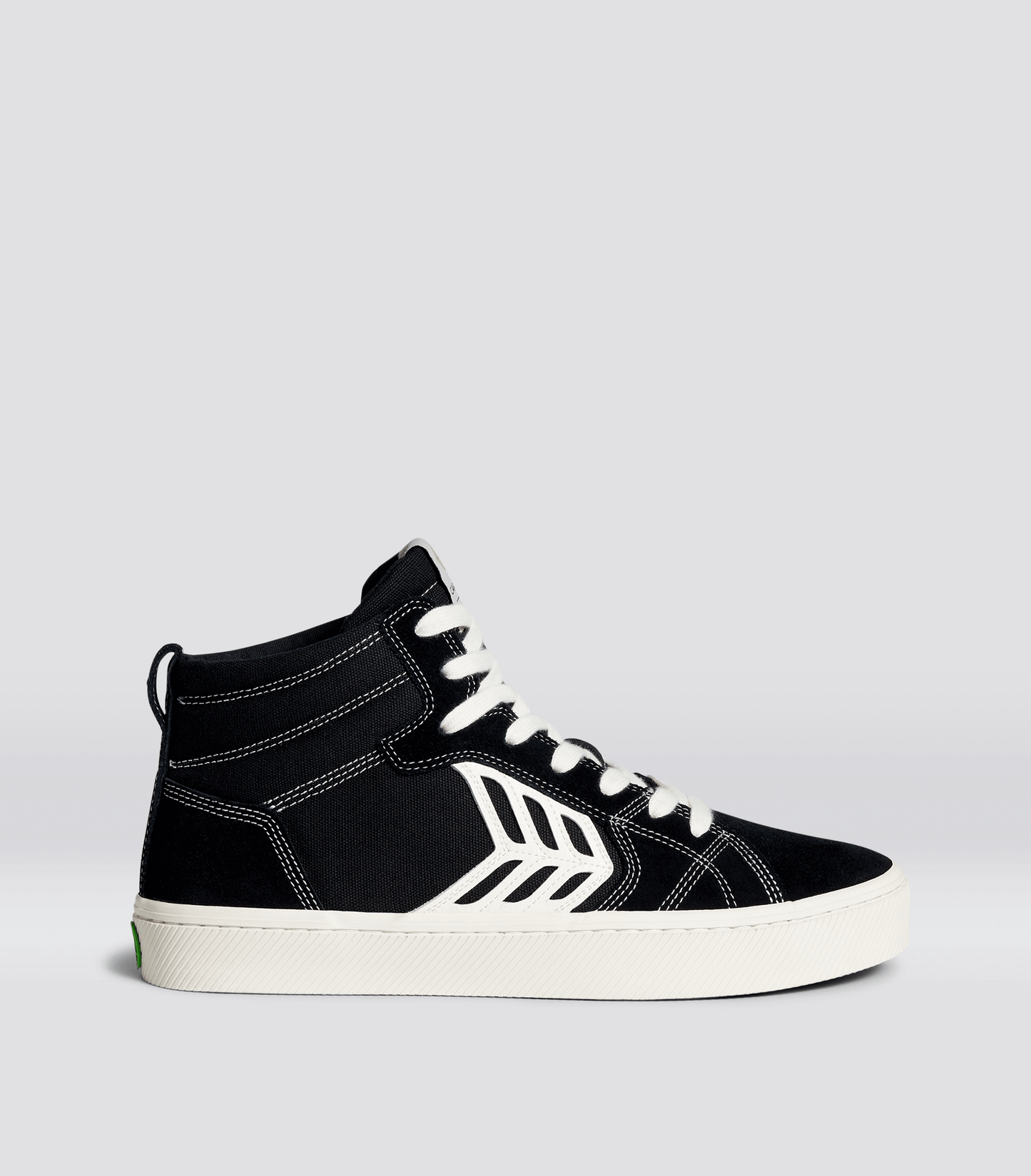 CATIBA PRO High Black Suede and Canvas Contrast Thread Ivory Logo Sneaker