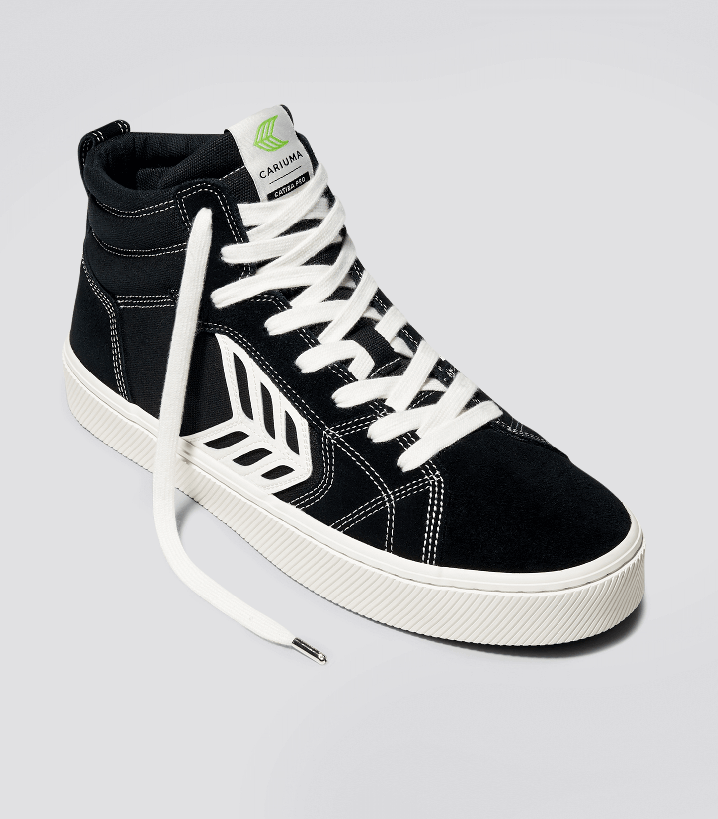 CATIBA PRO High Black Suede and Canvas Contrast Thread Ivory Logo Sneaker