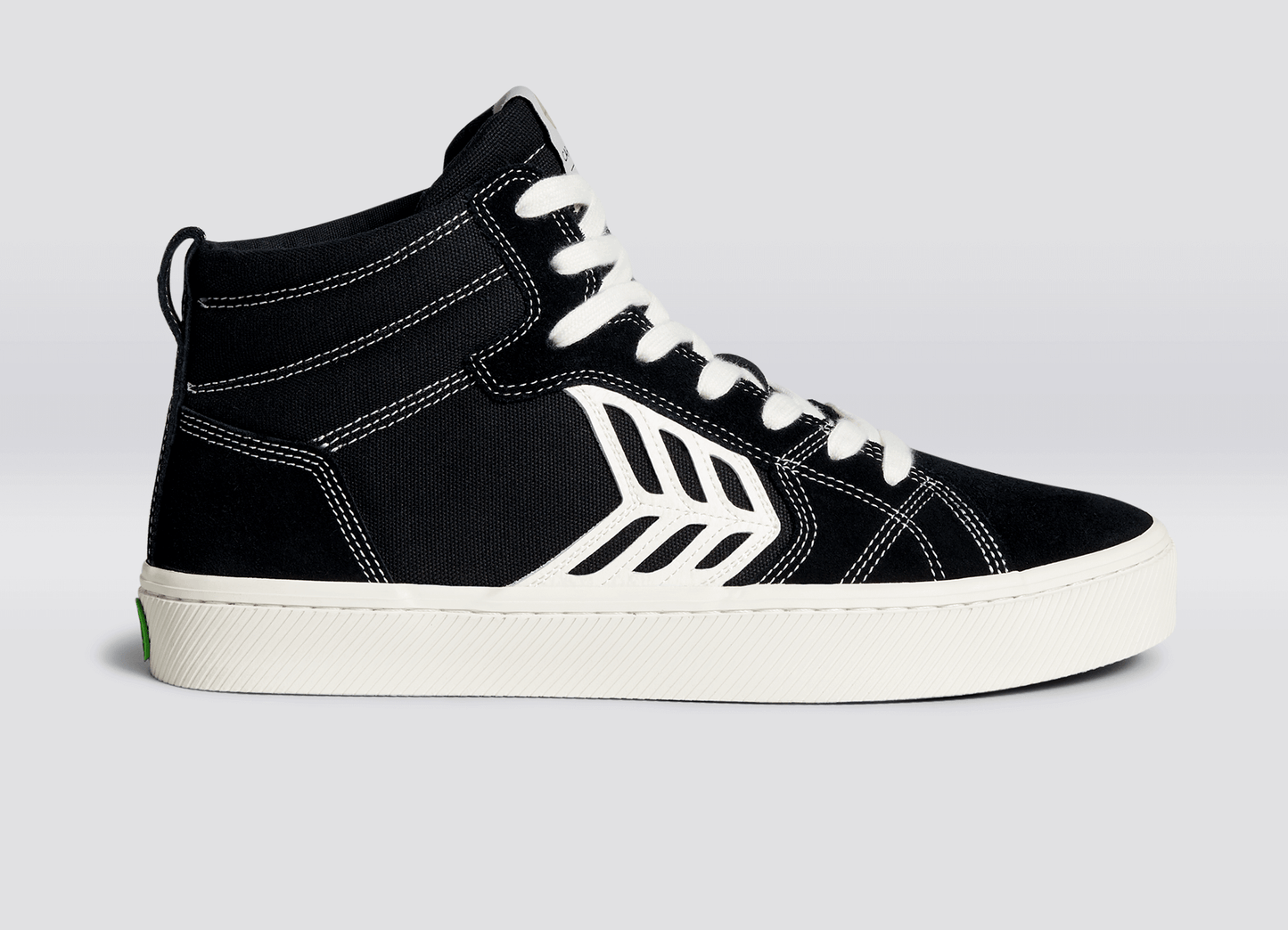 CATIBA PRO High Black Suede and Canvas Contrast Thread Ivory Logo Sneaker