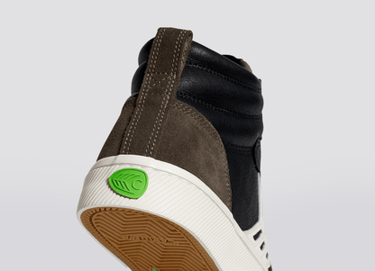 CATIBA PRO High Black Premium Leather Dark Khaki Suede Ivory Logo Sneaker