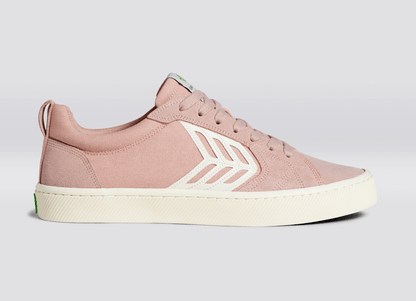 CATIBA PRO Low Rose Suede and Canvas Ivory Logo Sneaker