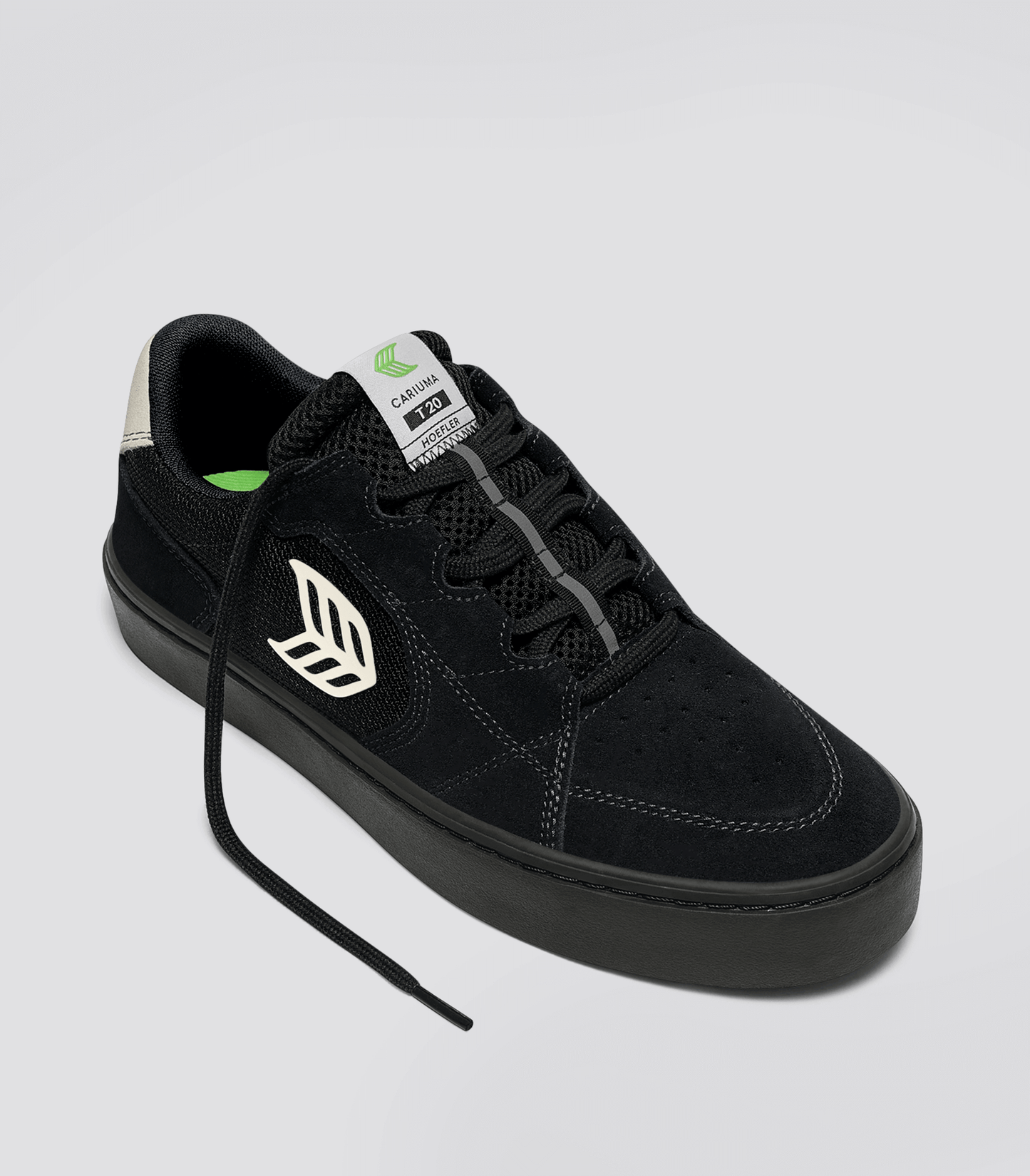 T20 PRO All Black Suede and Mesh Ivory Logo Sneaker