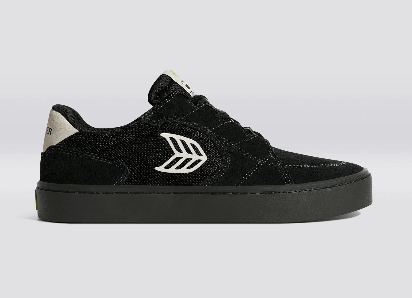 T20 PRO All Black Suede and Mesh Ivory Logo Sneaker