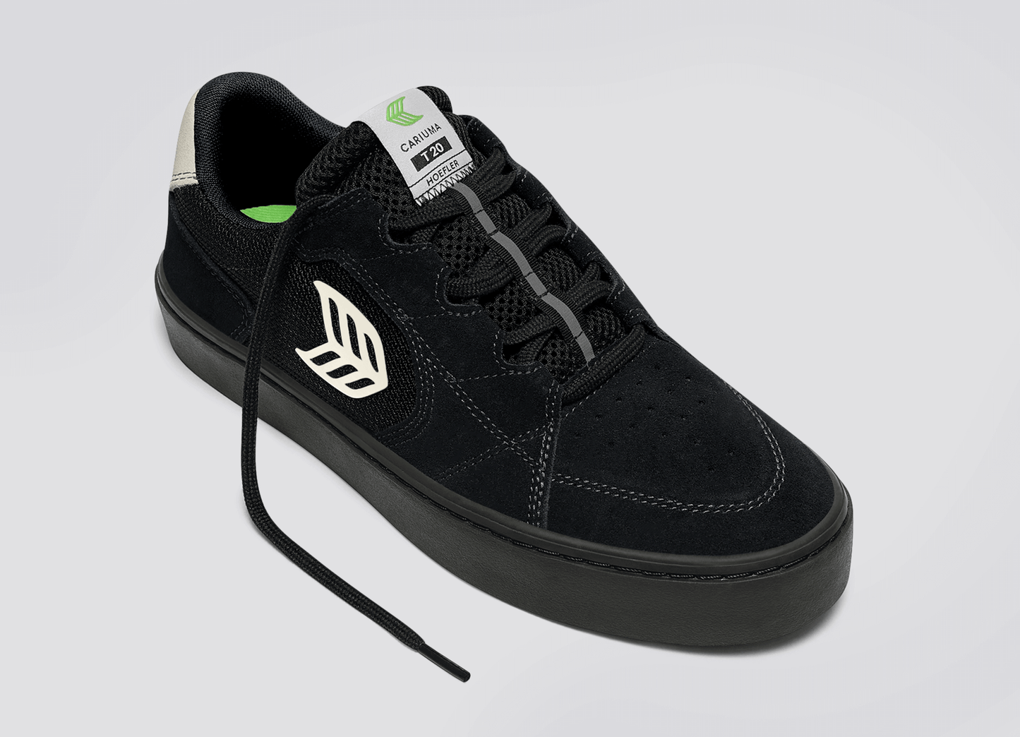 T20 PRO All Black Suede and Mesh Ivory Logo Sneaker