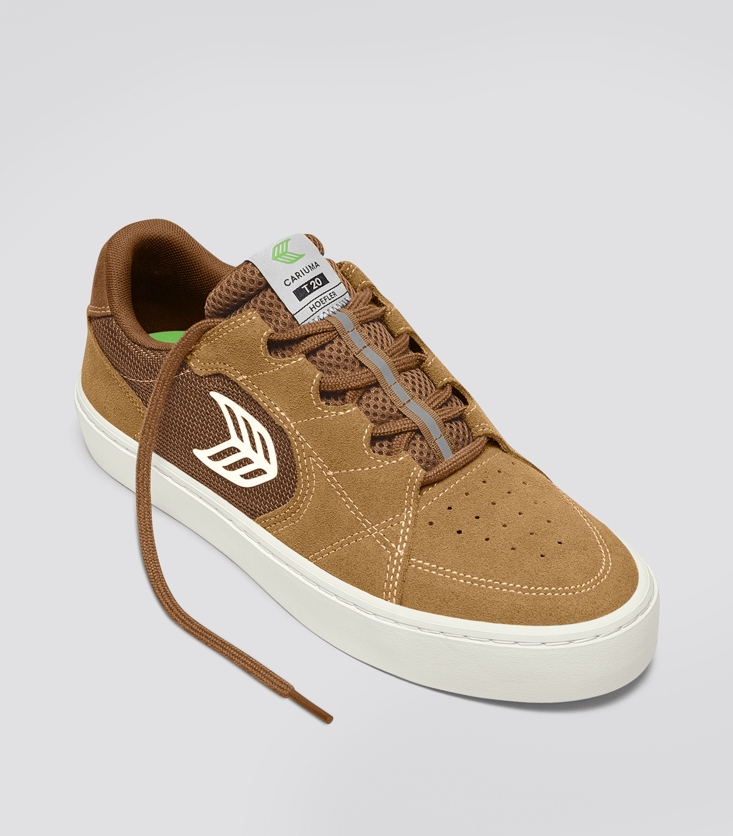 T20 PRO Camel Suede and Mesh Ivory Logo Sneaker