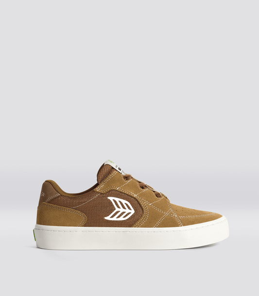 T20 PRO Camel Suede and Mesh Ivory Logo Sneaker