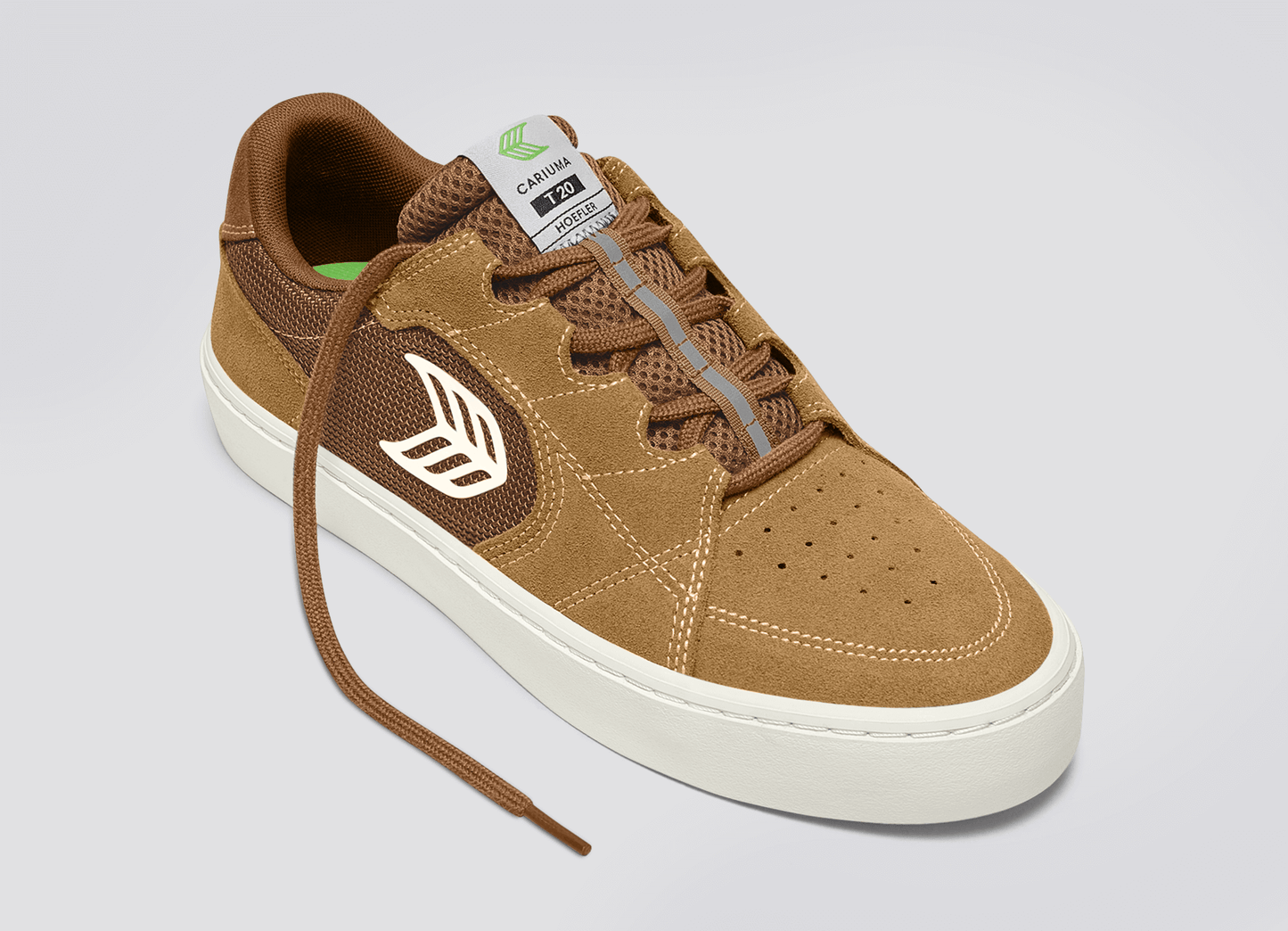 T20 PRO Camel Suede and Mesh Ivory Logo Sneaker