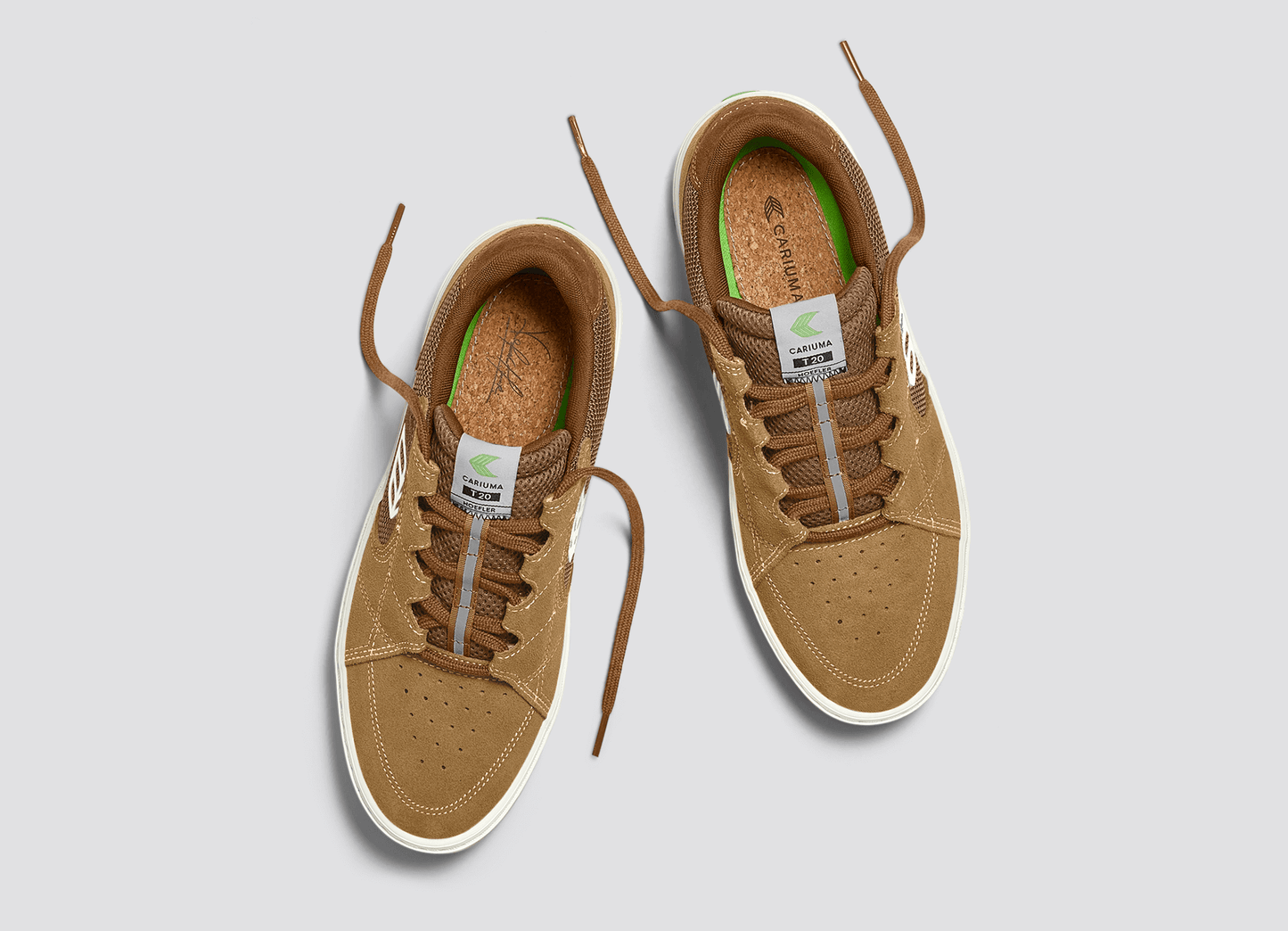 T20 PRO Camel Suede and Mesh Ivory Logo Sneaker