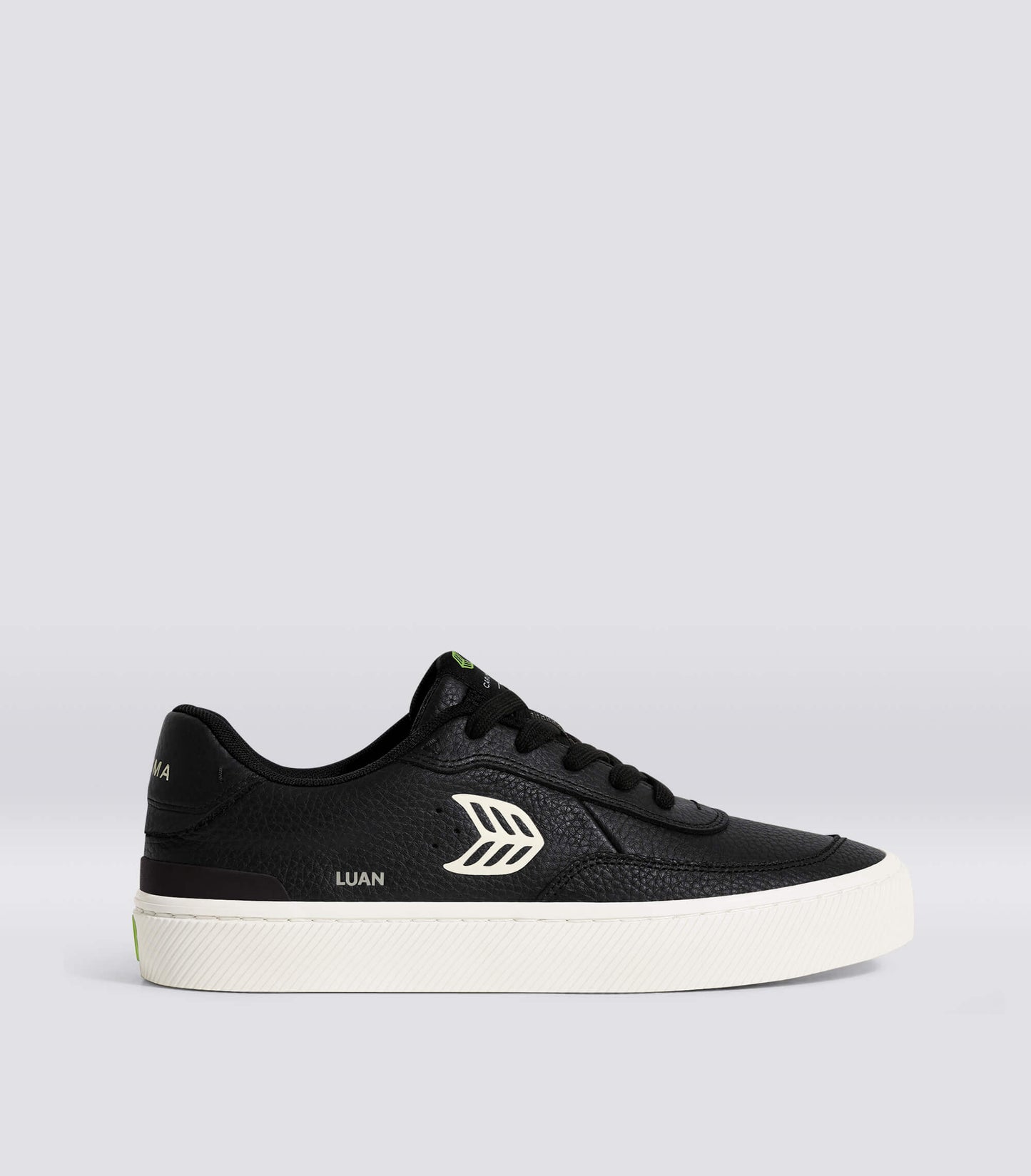 LUAN PRO Black Premium Leather Ivory Logo Sneaker