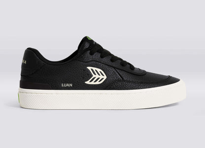 LUAN PRO Black Premium Leather Ivory Logo Sneaker