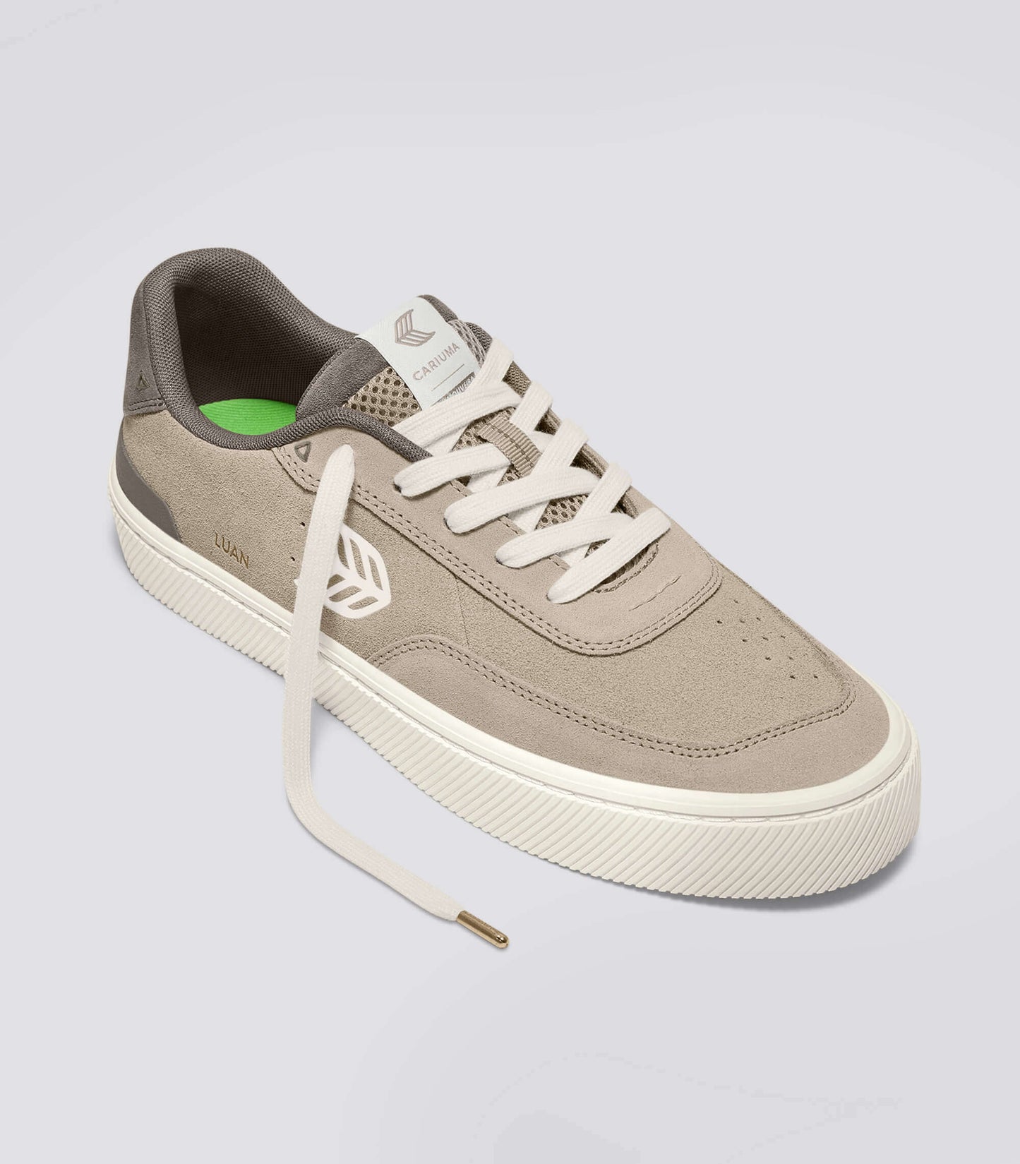 LUAN PRO Plaza Taupe Suede Ivory Logo Sneaker