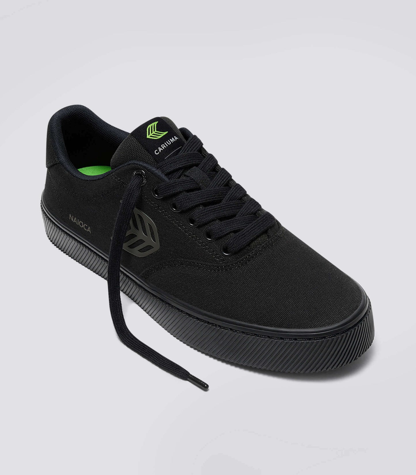 NAIOCA All Black Canvas Ash Grey Logo Sneaker