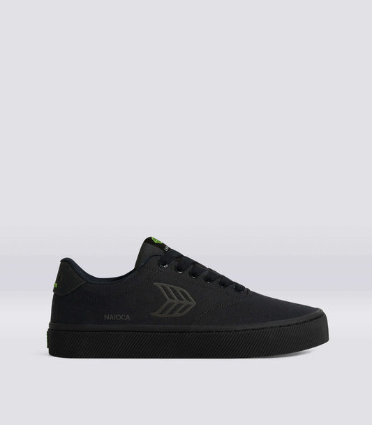 NAIOCA All Black Canvas Ash Grey Logo Sneaker