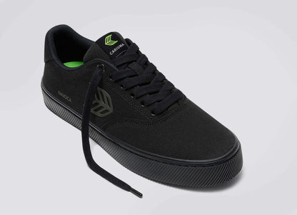 NAIOCA All Black Canvas Ash Grey Logo Sneaker