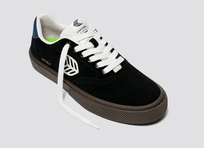 NAIOCA Black Suede Off-White Logo Shadow Blue Sneaker