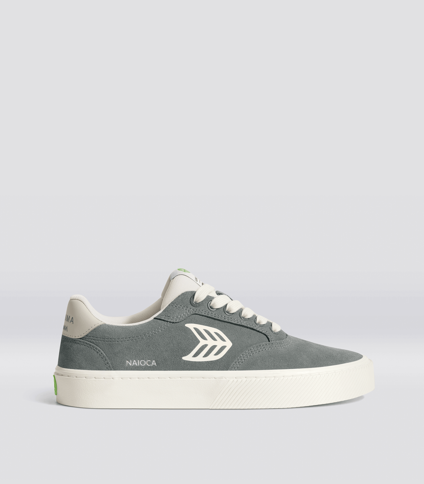 NAIOCA Charcoal Grey Suede Ivory Logo Sneaker