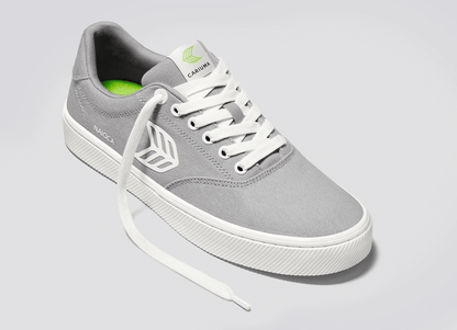 NAIOCA Light Grey Canvas Off-White Logo Sneaker