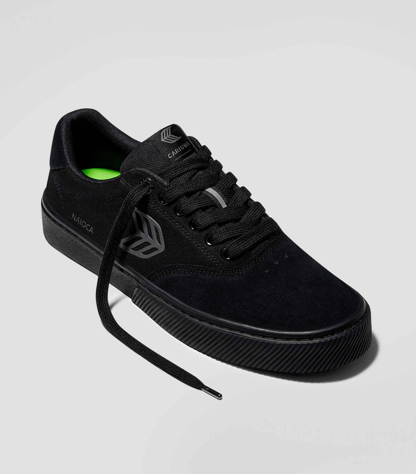 NAIOCA PRO All Black Suede and Canvas Ash Grey Logo Sneaker