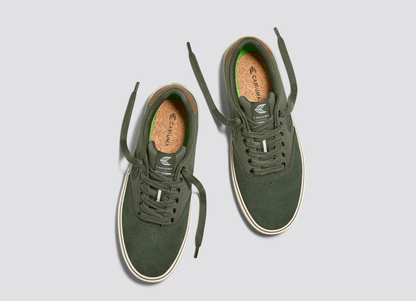 NAIOCA PRO Bronze Green Suede Deep Lichen Green Canvas Bronze Green Logo Camel Sneaker