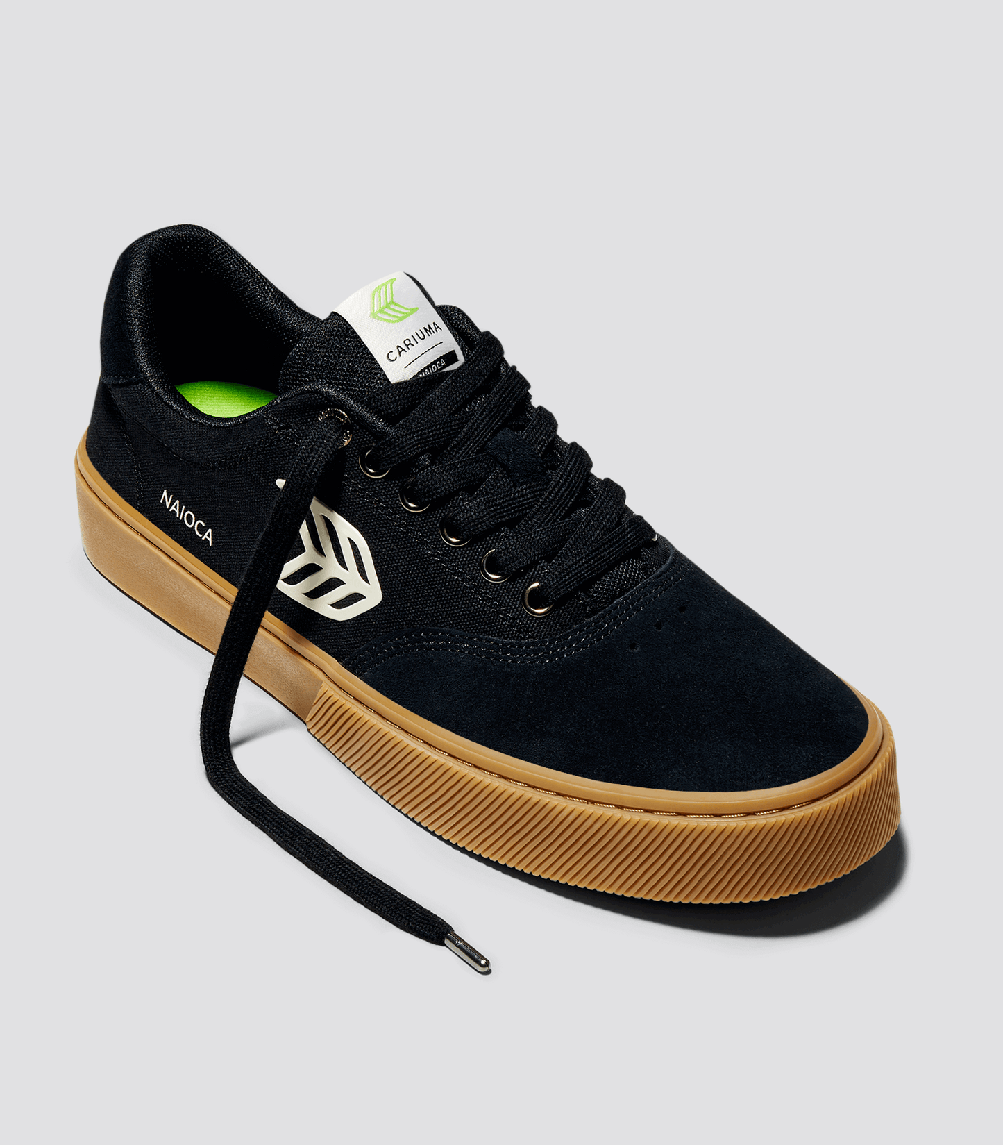 NAIOCA PRO Gum Black Suede and Canvas Ivory Logo Sneaker