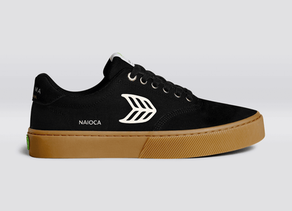 NAIOCA PRO Gum Black Suede and Canvas Ivory Logo Sneaker