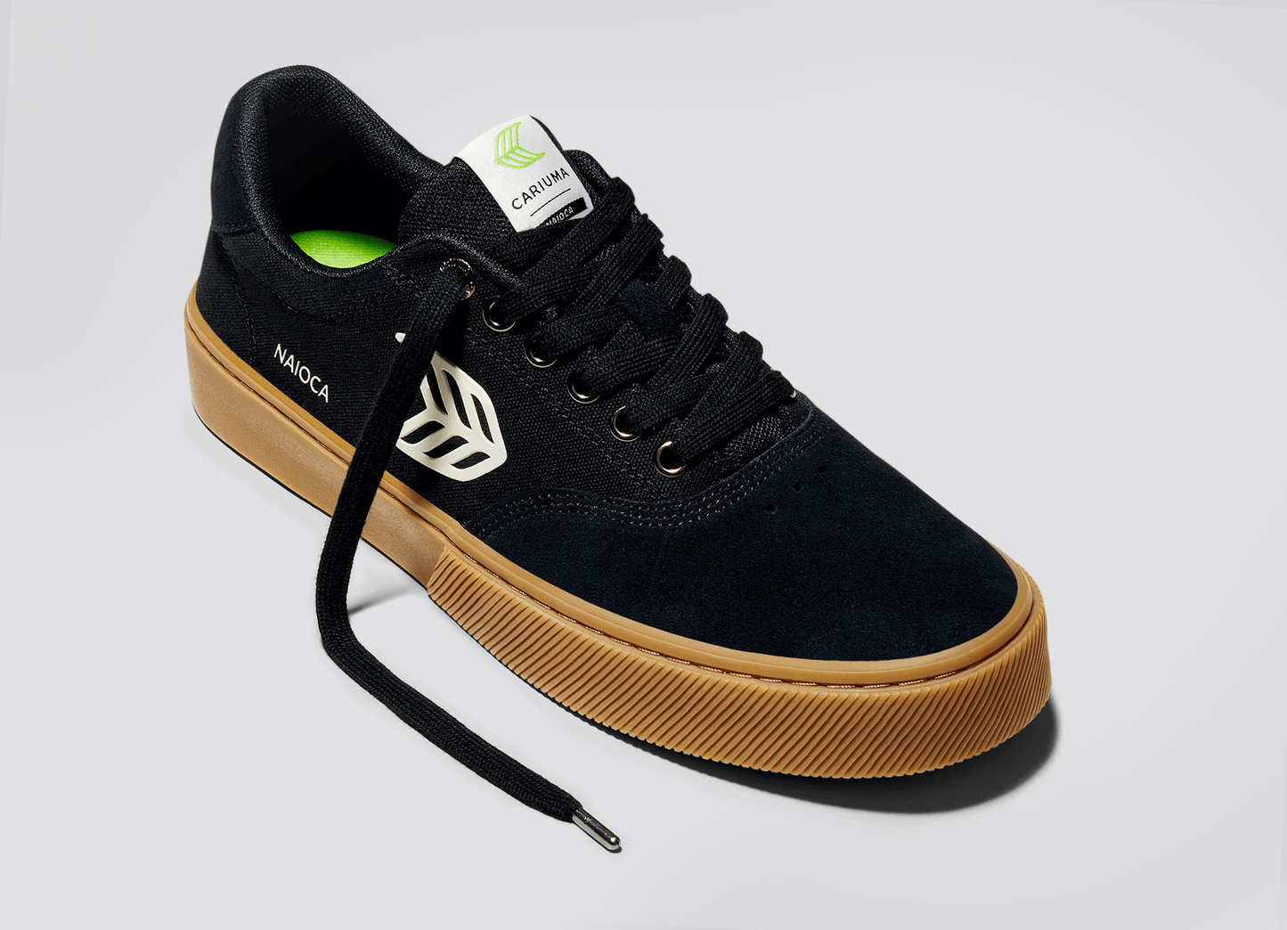 NAIOCA PRO Gum Black Suede and Canvas Ivory Logo Sneaker