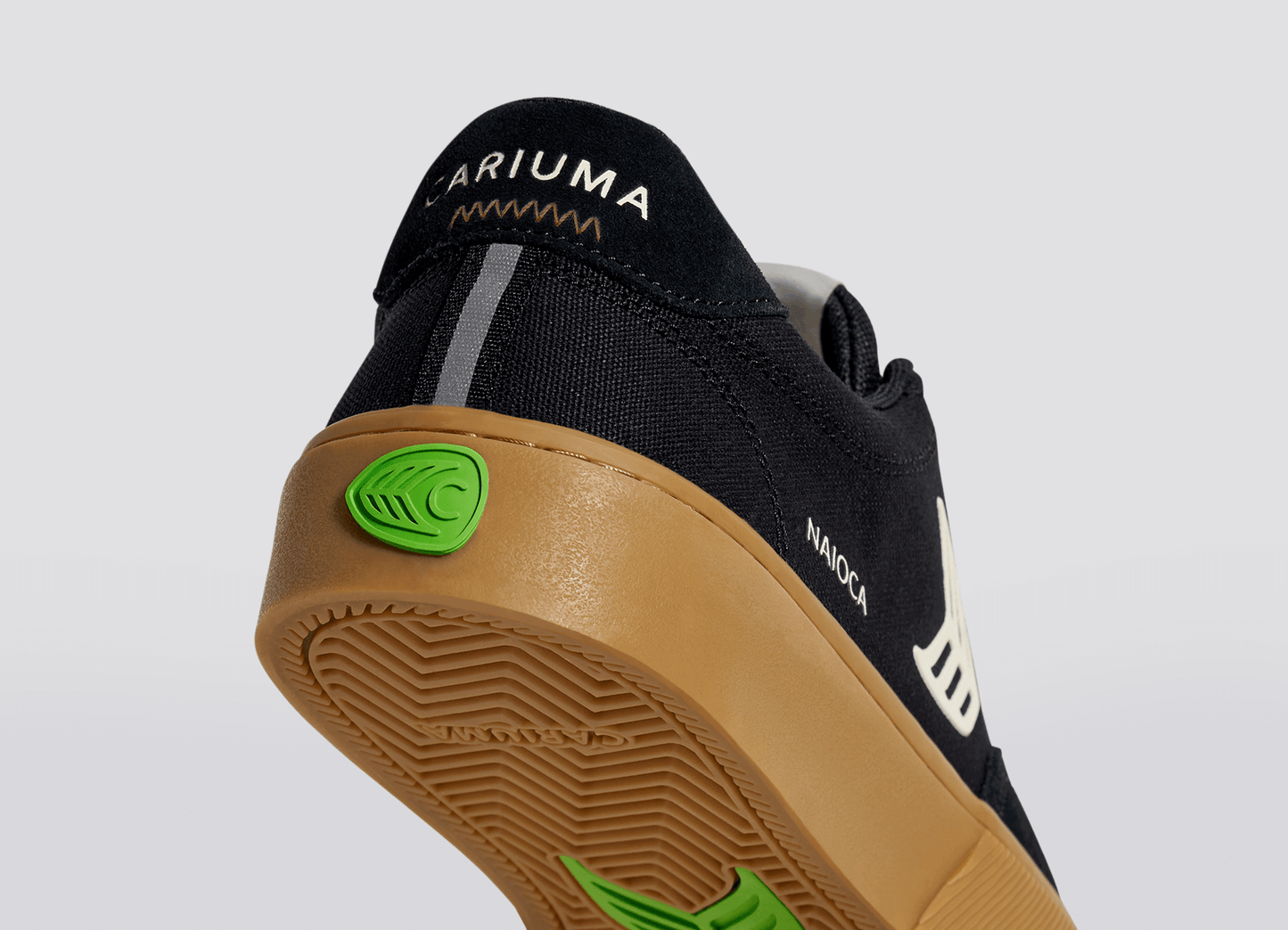 NAIOCA PRO Gum Black Suede and Canvas Ivory Logo Sneaker