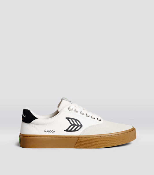 NAIOCA PRO Gum Vintage White Suede Off-White Canvas Black Logo Sneaker