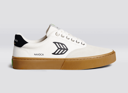 NAIOCA PRO Gum Vintage White Suede Off-White Canvas Black Logo Sneaker