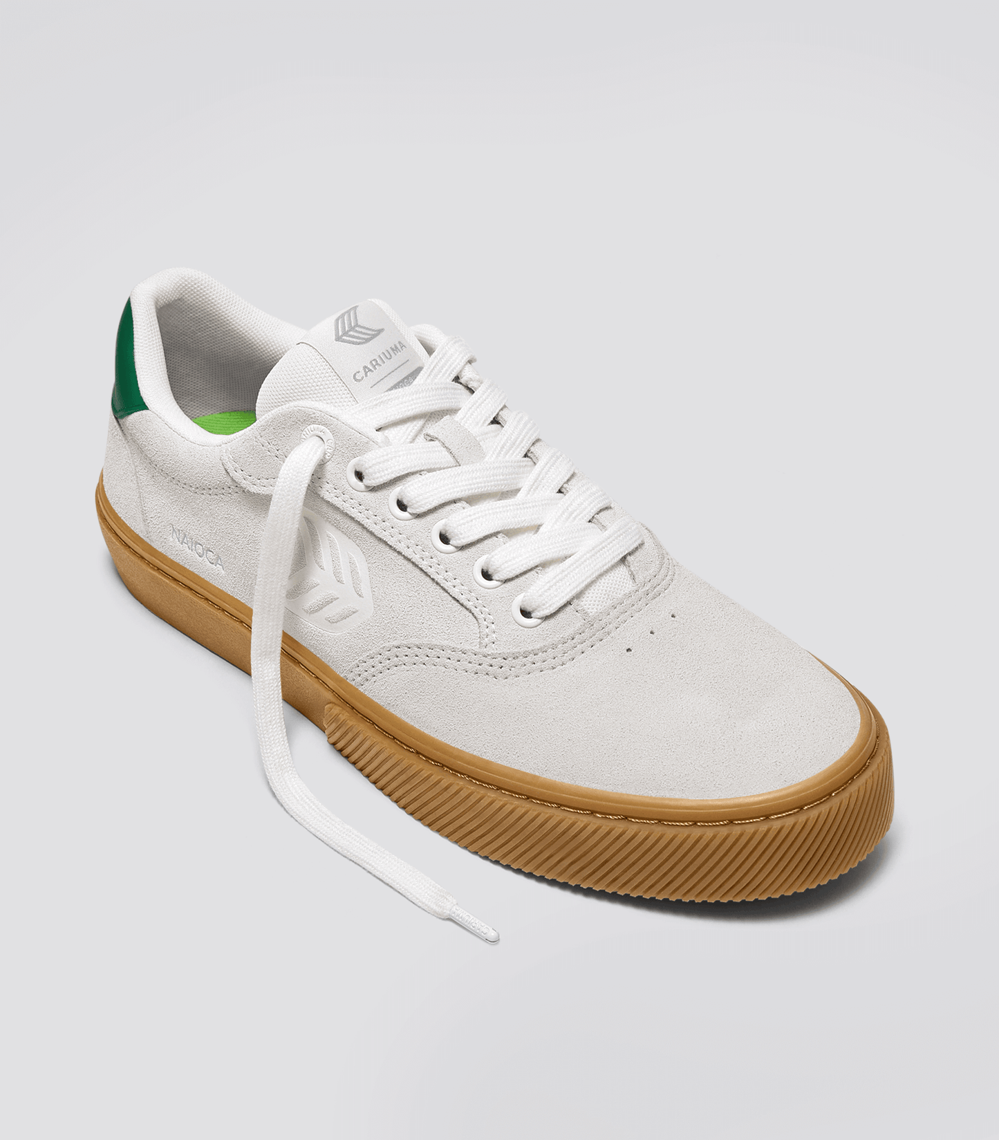 NAIOCA Gum Smoke White Suede Off-White Logo Green Sneaker