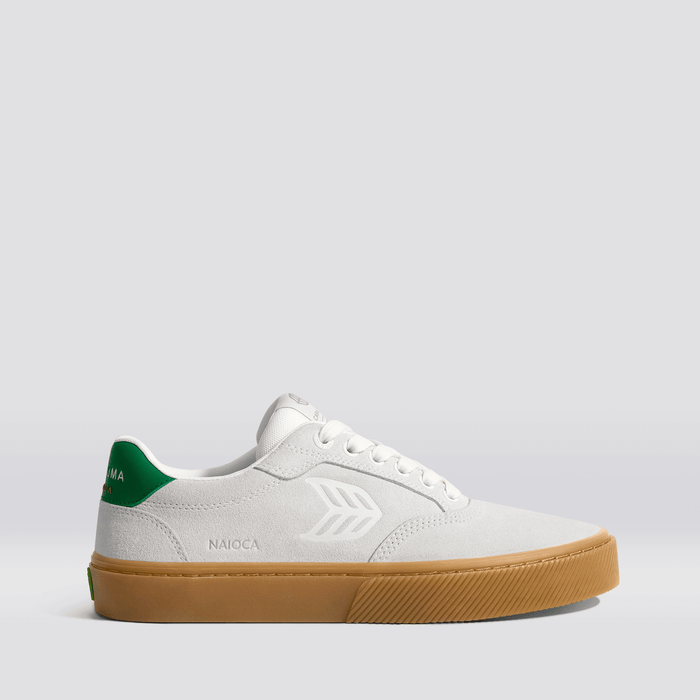 NAIOCA Gum Smoke White Suede Off-White Logo Green Sneaker