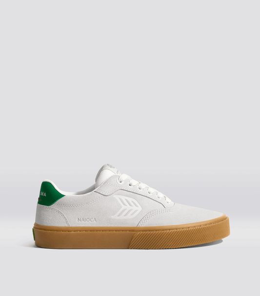 NAIOCA Gum Smoke White Suede Off-White Logo Green Sneaker