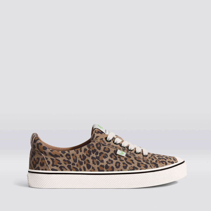 OCA Low Stripe Leopard Print Suede Sneaker