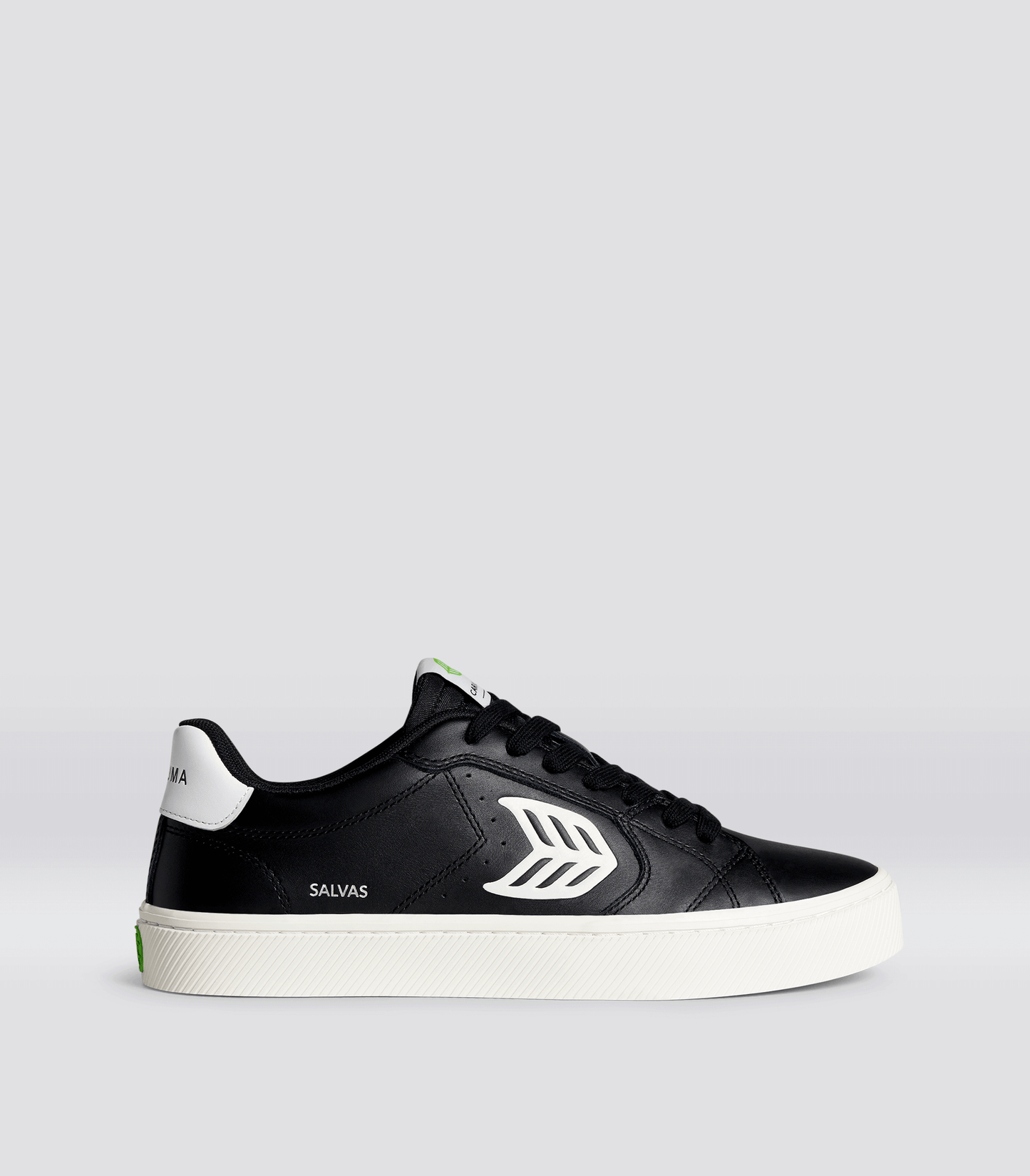 SALVAS Black Leather Off-White Logo Sneaker