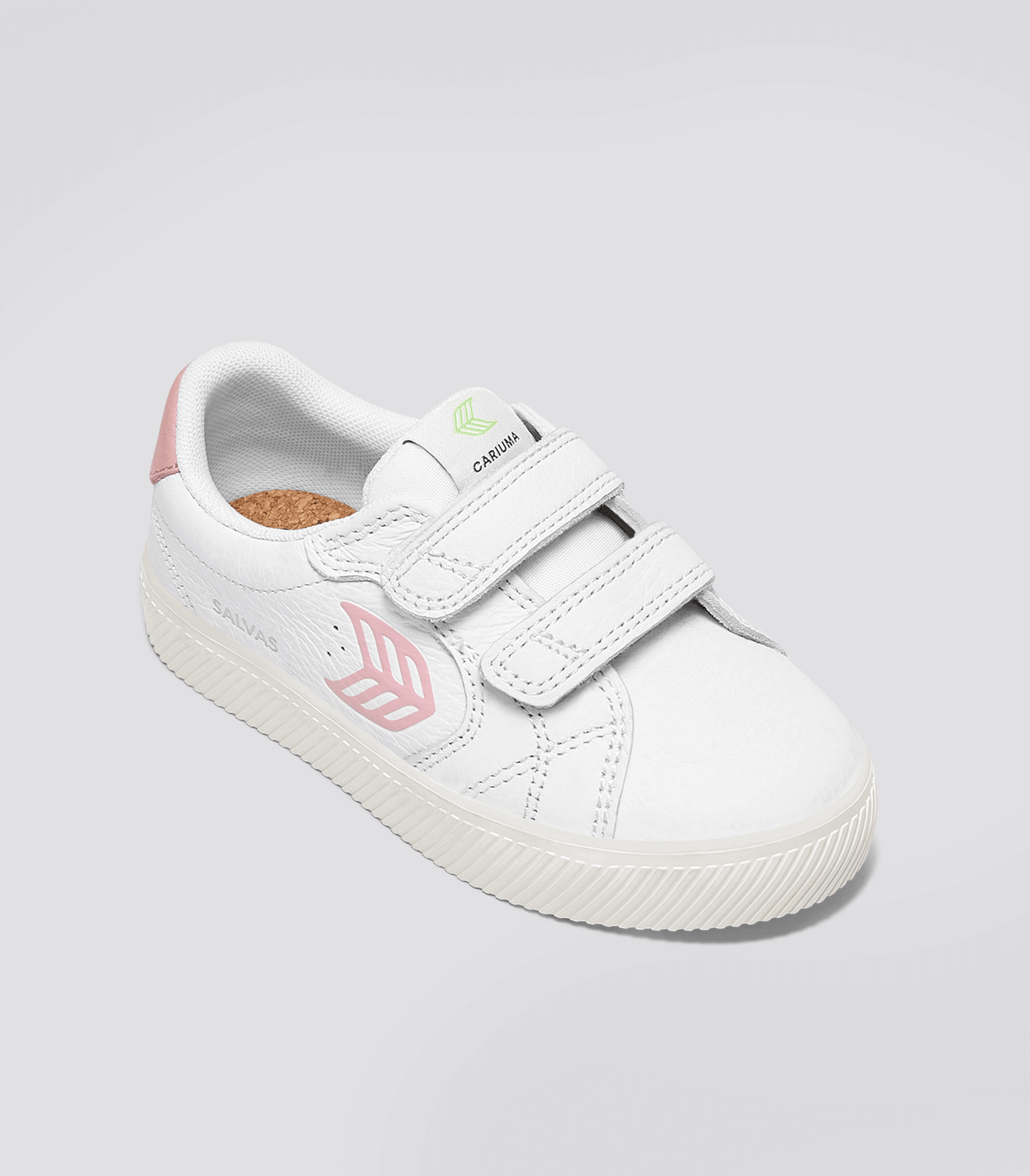 SALVAS White Premium Leather Rose Logo Sneaker Kids